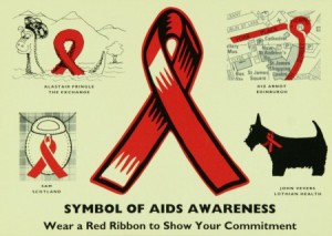 Wear a red ribbon to show your commitment